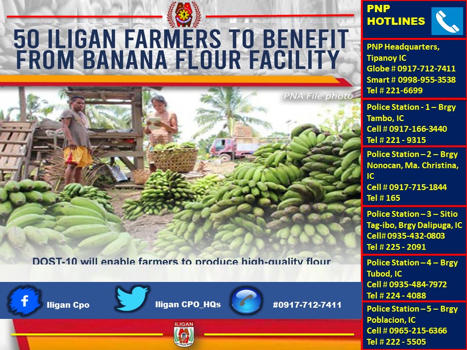 50 farmers to benefit from banana flour facilit08y in Iligan City. (Photo / Retrieved from Iligan CPO Twitter)